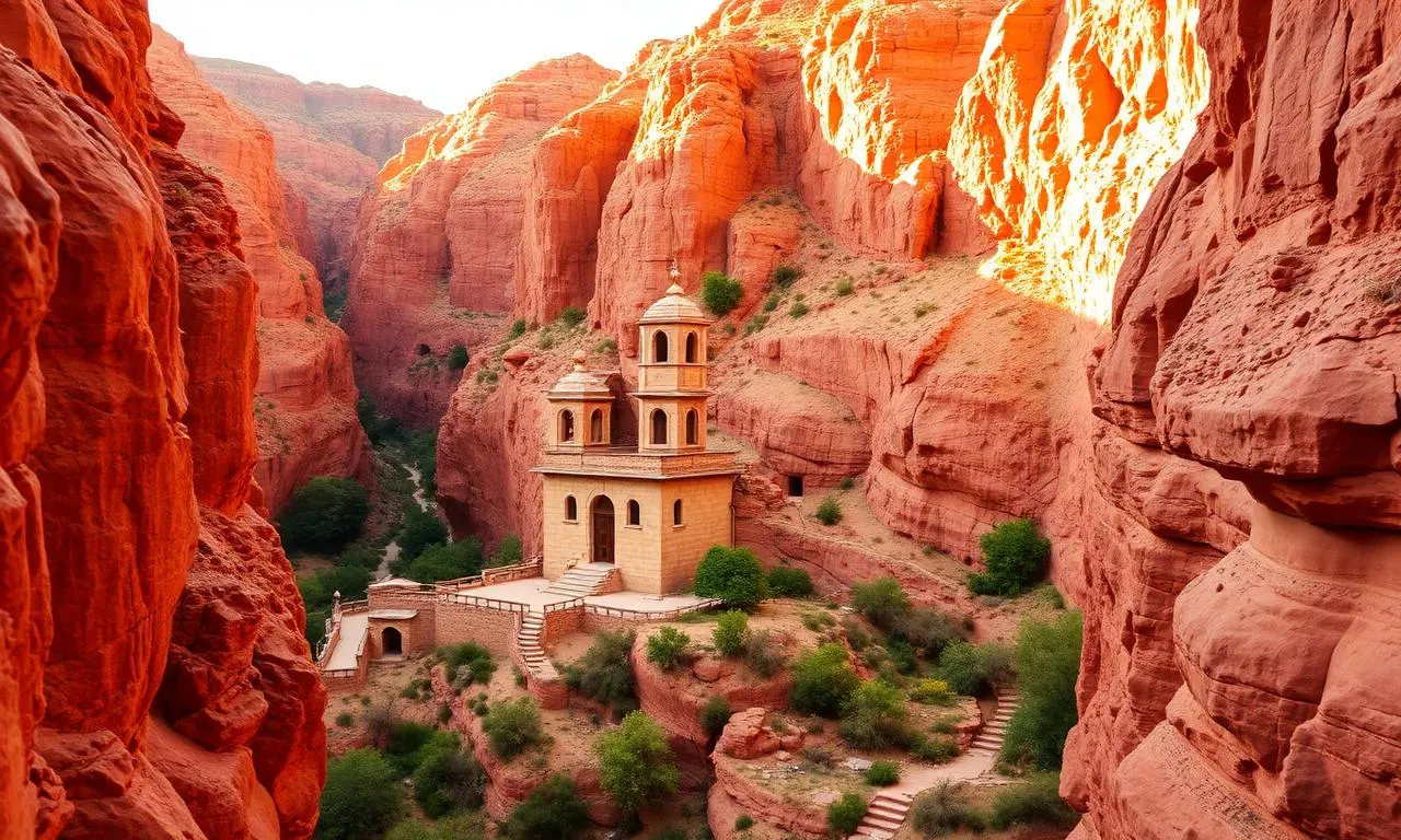 Kloster Noravank in einer roten Felsschlucht